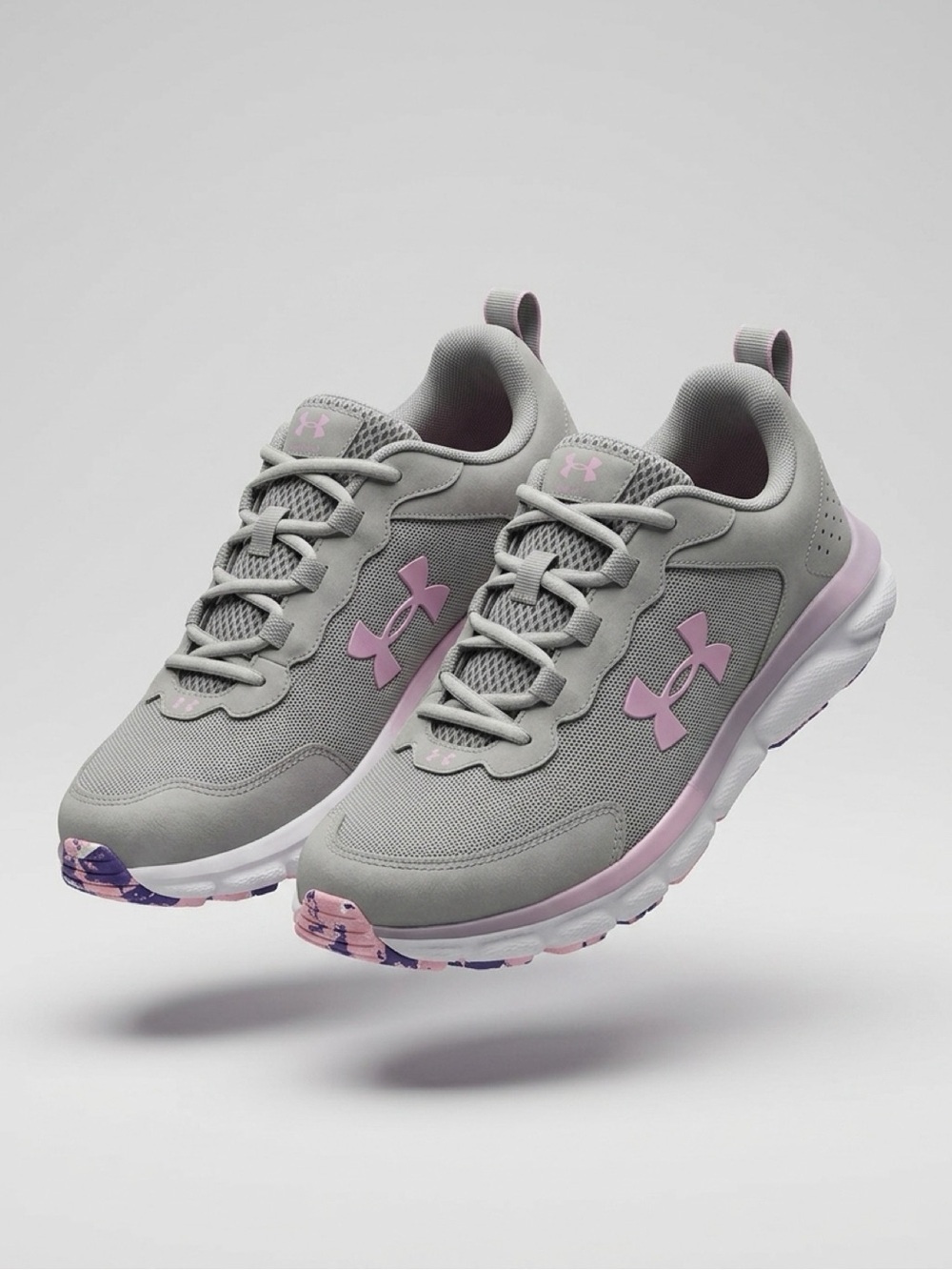 Under Armour Kids Grey & Pink Lightweight Trainer